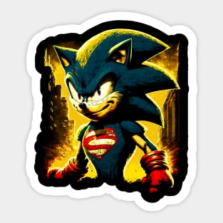 Angry Super hero Blue hedgehog Sticker